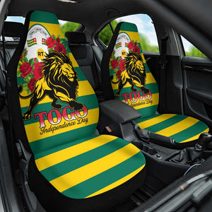 Togo Independence Day Car Seat Cover Lion With Rosa Flag Style