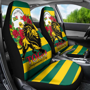 Togo Independence Day Car Seat Cover Lion With Rosa Flag Style