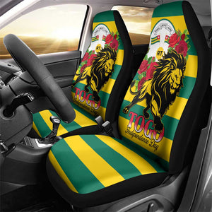 Togo Independence Day Car Seat Cover Lion With Rosa Flag Style