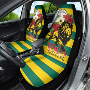 Togo Independence Day Car Seat Cover Lion With Rosa Flag Style