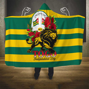 Togo Independence Day Hooded Blanket Lion With Rosa Flag Style