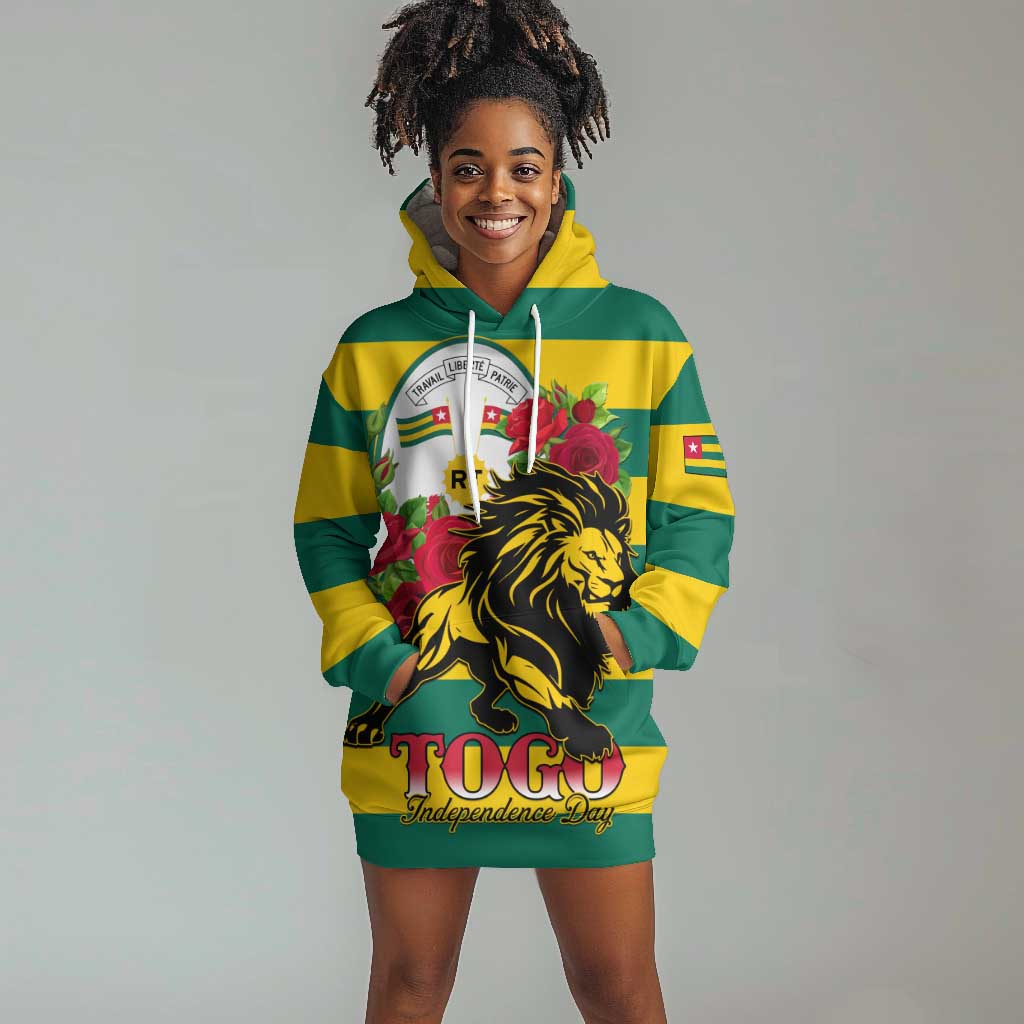 Togo Independence Day Hoodie Dress Lion With Rosa Flag Style