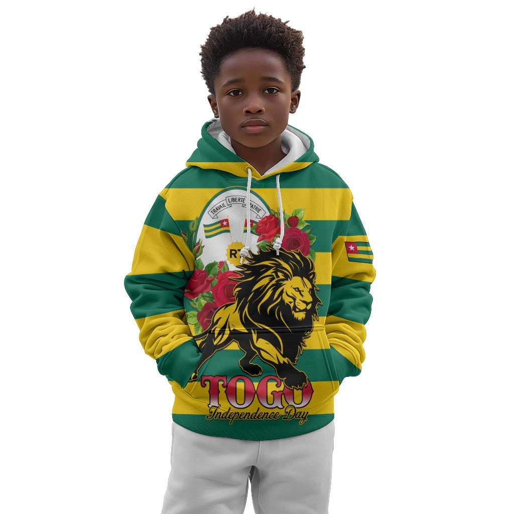 Togo Independence Day Kid Hoodie Lion With Rosa Flag Style