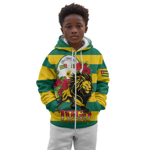 Togo Independence Day Kid Hoodie Lion With Rosa Flag Style