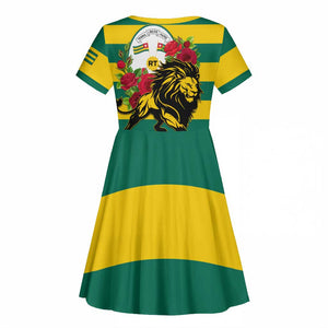 Togo Independence Day Kid Short Sleeve Dress Lion With Rosa Flag Style