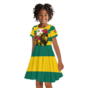 Togo Independence Day Kid Short Sleeve Dress Lion With Rosa Flag Style