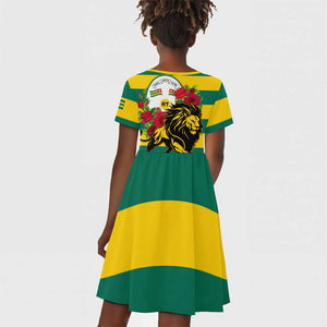 Togo Independence Day Kid Short Sleeve Dress Lion With Rosa Flag Style