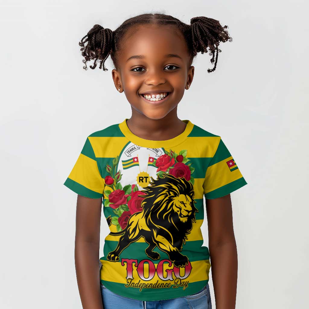 Togo Independence Day Kid T shirt Lion With Rosa Flag Style