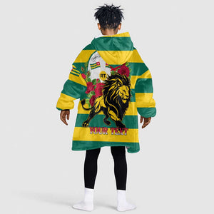 Togo Independence Day KId Wearable Blanket Hoodie Lion With Rosa Flag Style