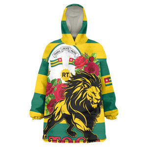 Togo Independence Day KId Wearable Blanket Hoodie Lion With Rosa Flag Style