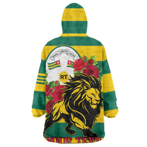 Togo Independence Day KId Wearable Blanket Hoodie Lion With Rosa Flag Style