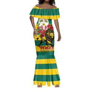 Togo Independence Day Mermaid Dress Lion With Rosa Flag Style