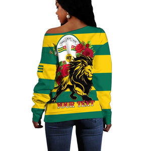 Togo Independence Day Off Shoulder Sweater Lion With Rosa Flag Style