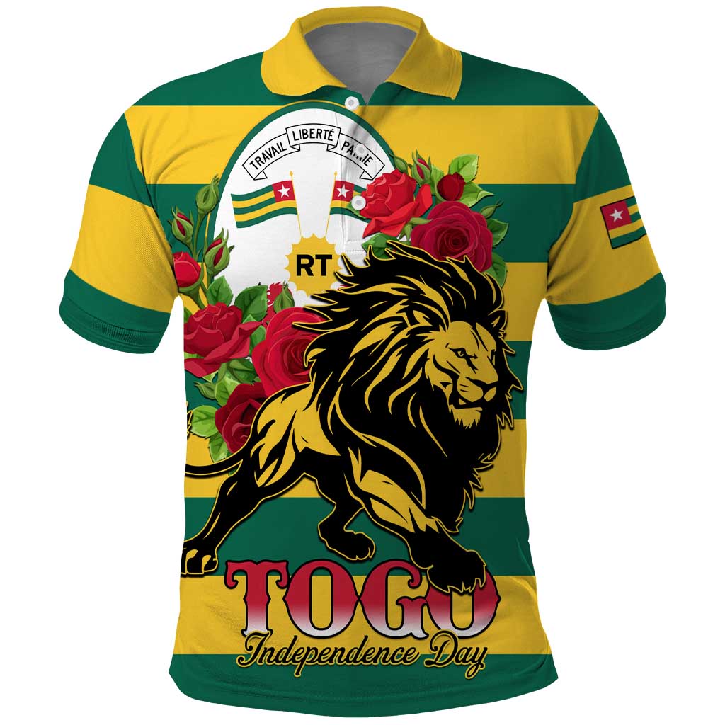 Togo Independence Day Polo Shirt Lion With Rosa Flag Style