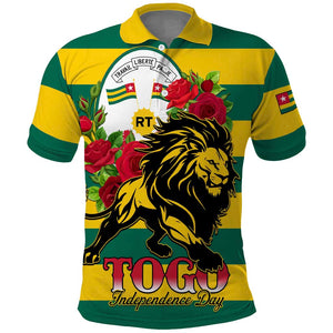 Togo Independence Day Polo Shirt Lion With Rosa Flag Style