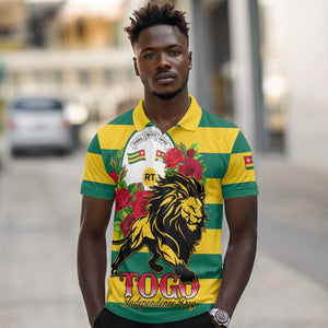 Togo Independence Day Polo Shirt Lion With Rosa Flag Style