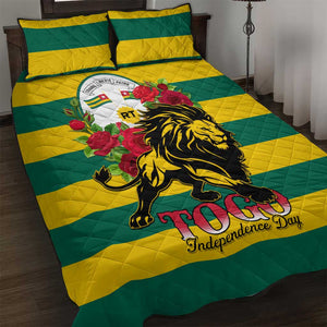 Togo Independence Day Quilt Bed Set Lion With Rosa Flag Style