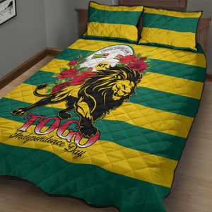 Togo Independence Day Quilt Bed Set Lion With Rosa Flag Style