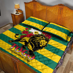 Togo Independence Day Quilt Bed Set Lion With Rosa Flag Style