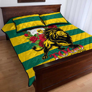 Togo Independence Day Quilt Bed Set Lion With Rosa Flag Style