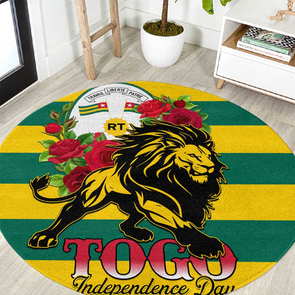 Togo Independence Day Round Carpet Lion With Rosa Flag Style