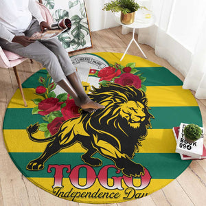 Togo Independence Day Round Carpet Lion With Rosa Flag Style