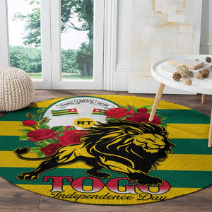 Togo Independence Day Round Carpet Lion With Rosa Flag Style