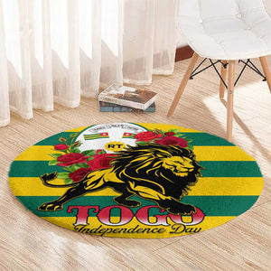 Togo Independence Day Round Carpet Lion With Rosa Flag Style