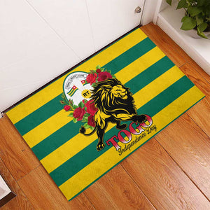 Togo Independence Day Rubber Doormat Lion With Rosa Flag Style