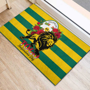 Togo Independence Day Rubber Doormat Lion With Rosa Flag Style