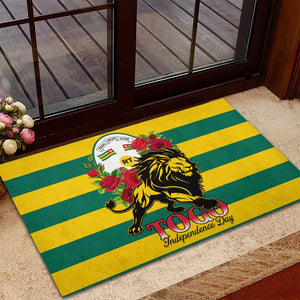 Togo Independence Day Rubber Doormat Lion With Rosa Flag Style