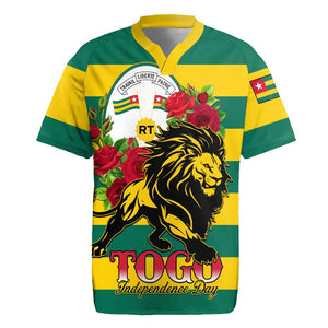 Togo Independence Day Rugby Jersey Lion With Rosa Flag Style