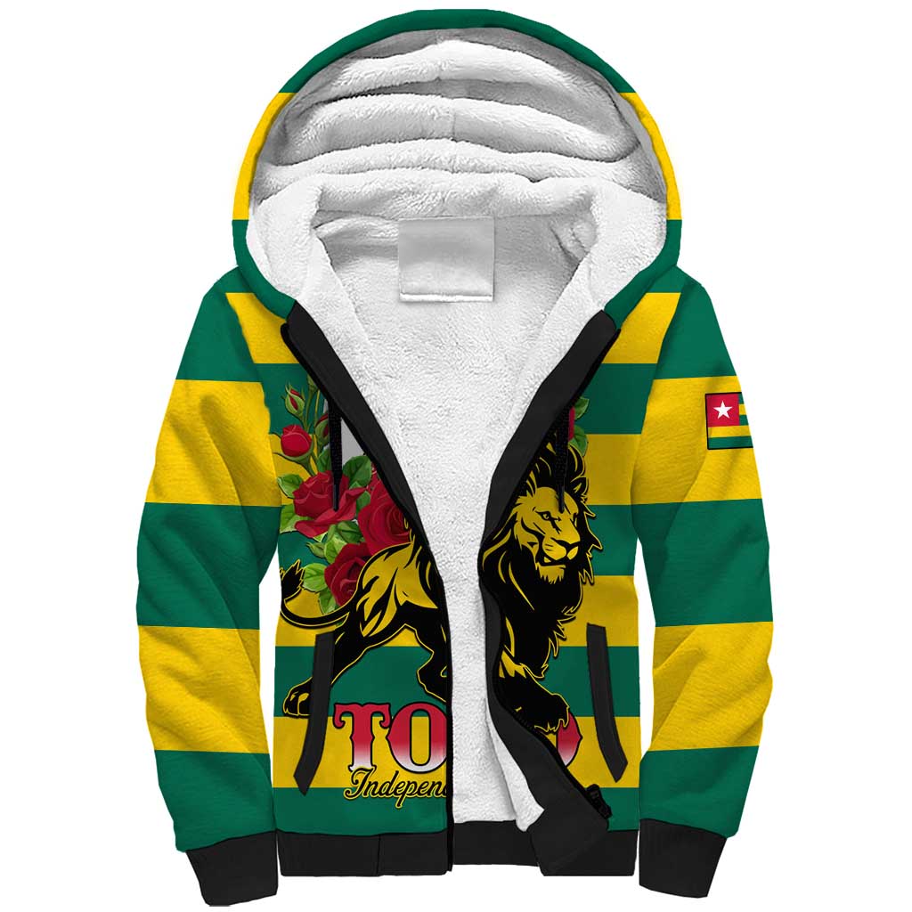 Togo Independence Day Sherpa Hoodie Lion With Rosa Flag Style