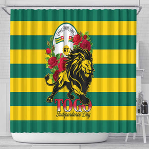 Togo Independence Day Shower Curtain Lion With Rosa Flag Style