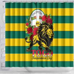 Togo Independence Day Shower Curtain Lion With Rosa Flag Style