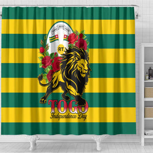 Togo Independence Day Shower Curtain Lion With Rosa Flag Style