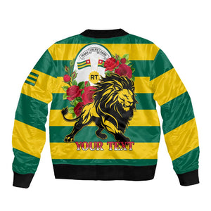 Togo Independence Day Sleeve Zip Bomber Jacket Lion With Rosa Flag Style