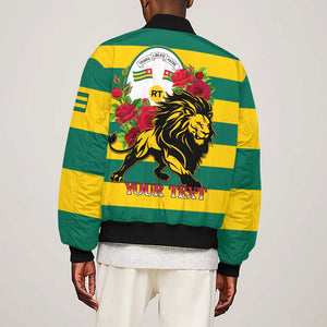 Togo Independence Day Sleeve Zip Bomber Jacket Lion With Rosa Flag Style