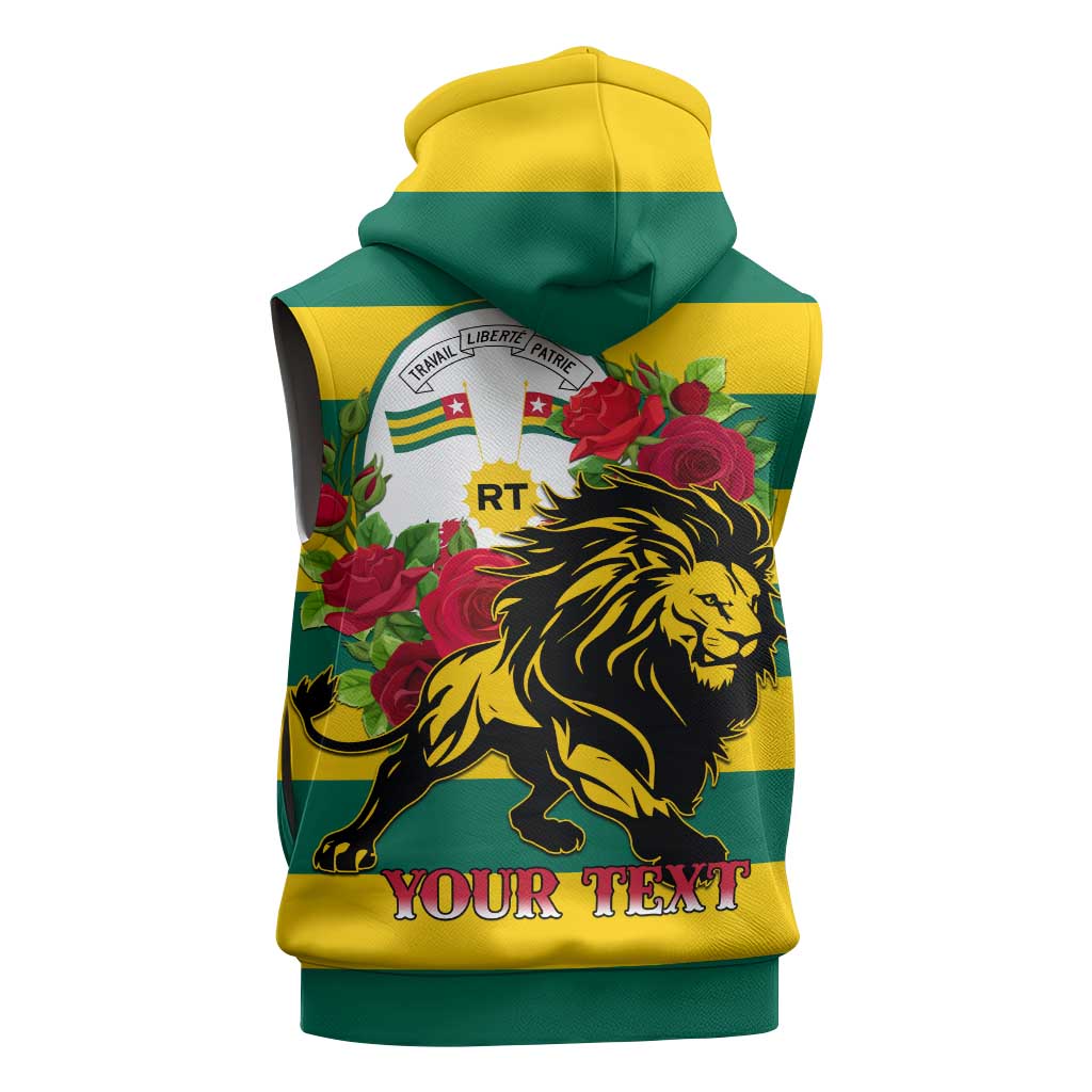 Togo Independence Day Sleeveless Hoodie Lion With Rosa Flag Style - African Pride