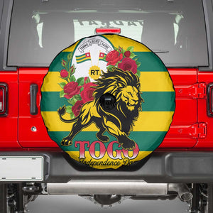 Togo Independence Day Spare Tire Cover Lion With Rosa Flag Style