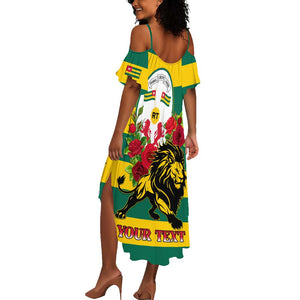 Togo Independence Day Summer Maxi Dress Lion With Rosa Flag Style