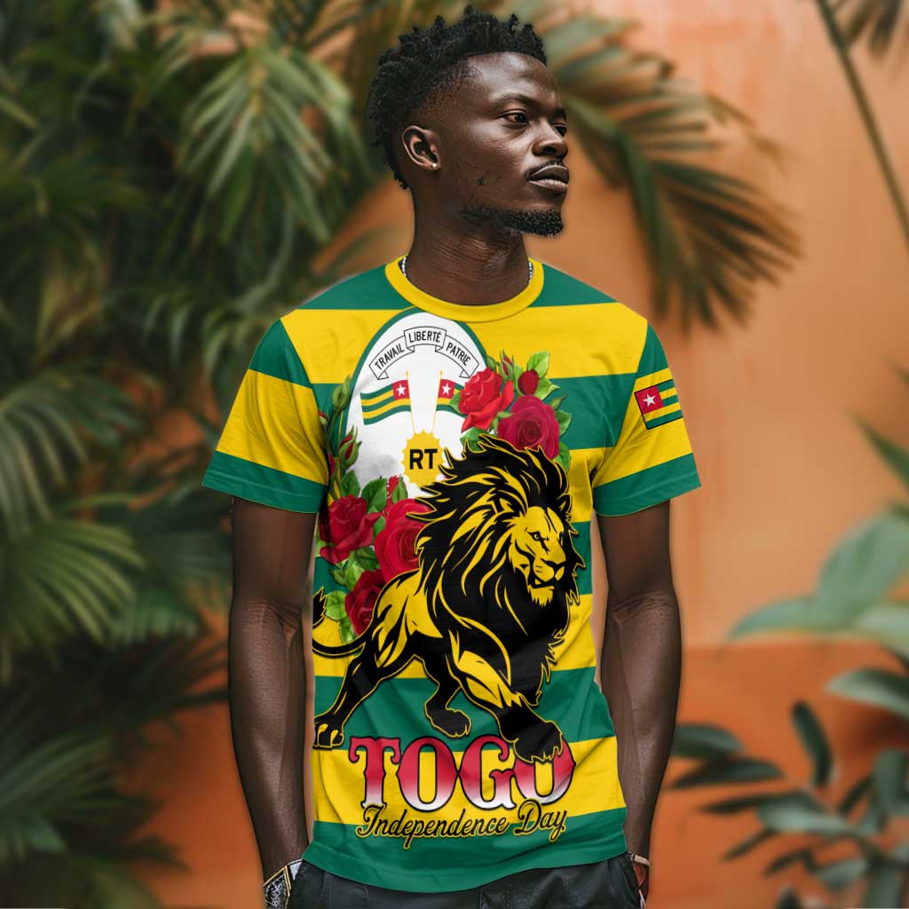 Togo Independence Day T shirt Lion With Rosa Flag Style