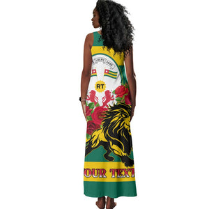 Togo Independence Day Tank Maxi Dress Lion With Rosa Flag Style