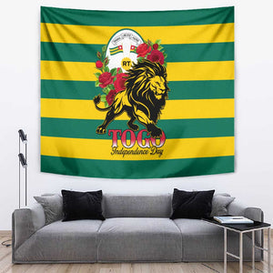 Togo Independence Day Tapestry Lion With Rosa Flag Style