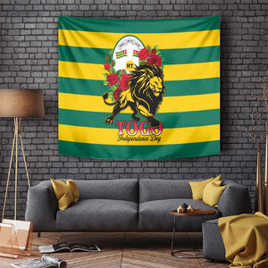 Togo Independence Day Tapestry Lion With Rosa Flag Style