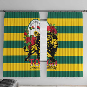 Togo Independence Day Window Curtain Lion With Rosa Flag Style