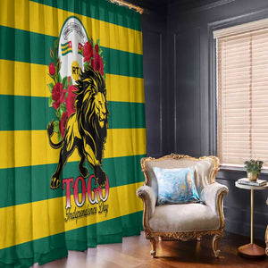 Togo Independence Day Window Curtain Lion With Rosa Flag Style