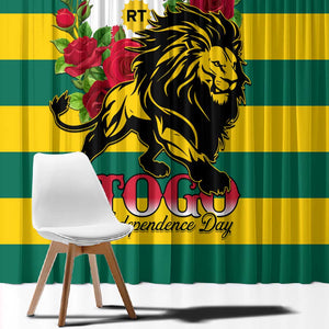 Togo Independence Day Window Curtain Lion With Rosa Flag Style