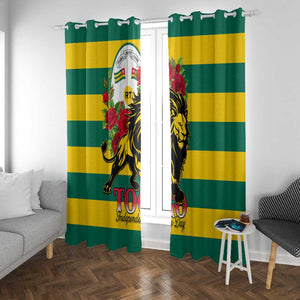 Togo Independence Day Window Curtain Lion With Rosa Flag Style