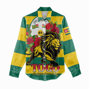 Togo Independence Day Women Casual Shirt Lion With Rosa Flag Style